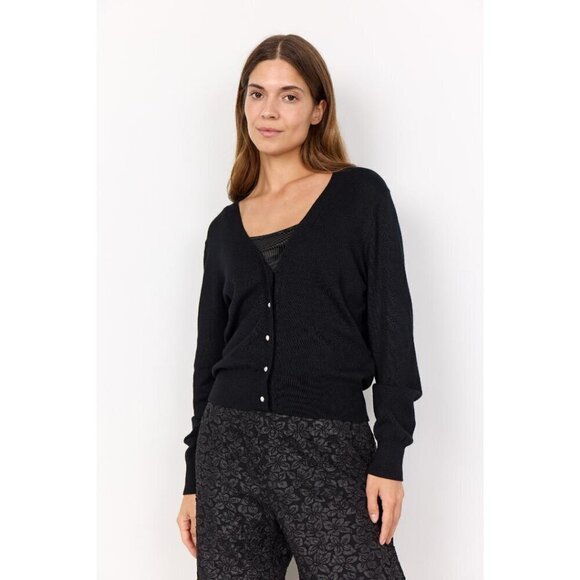 NWT SOYA CONCEPT DOLLIE 746 Black Classic Regular Fit Rhinestone Button Down Car - Picture 1 of 5